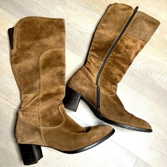 Paul Green Suede Tall Riding Boots, brown, size 9 US - Picture 1 of 7